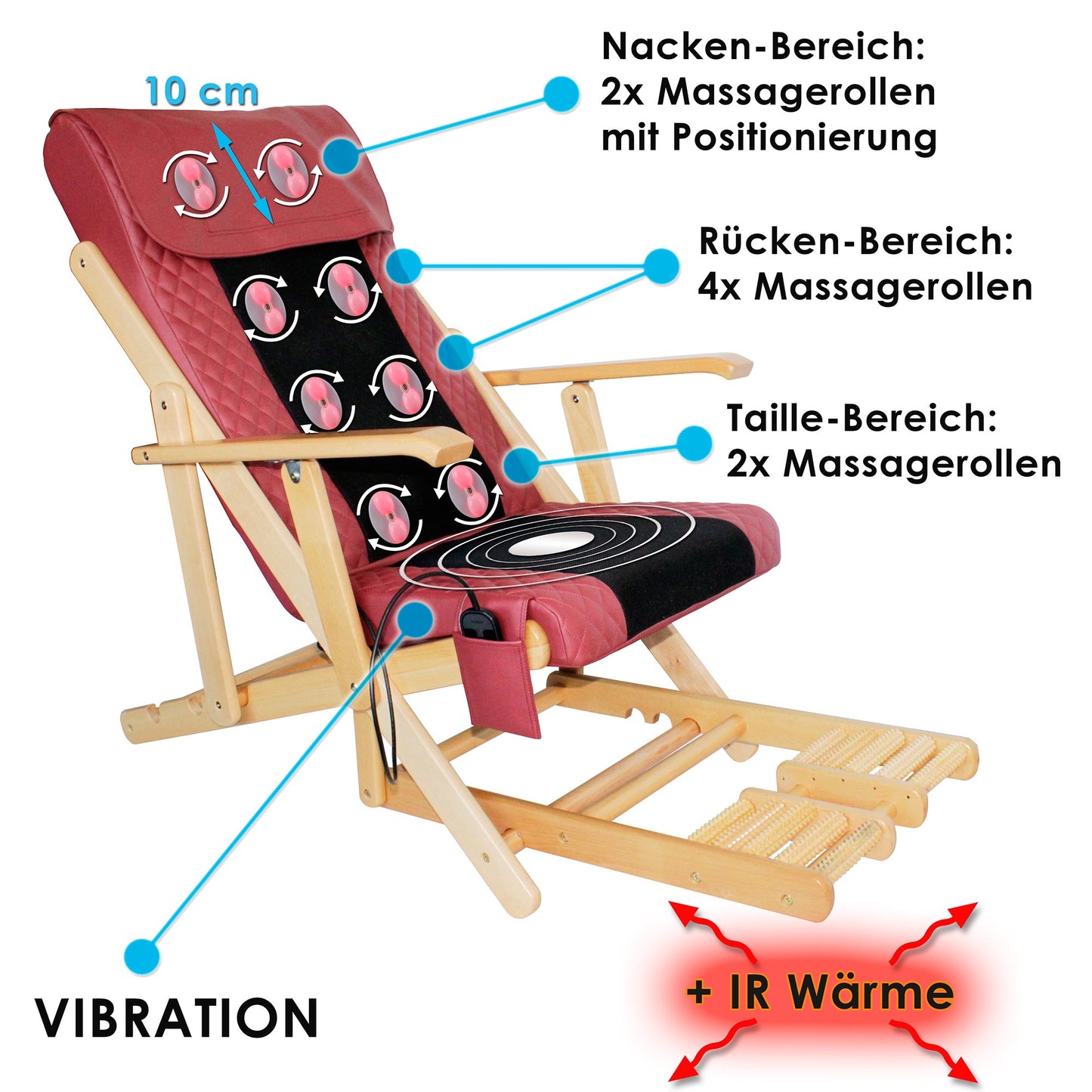 Shiatsu Massagesessel Altrosa - mit Fussmassageeinrichtung